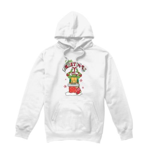 Teenage Mutant Ninja Turtles Men's Green Greetings Christmas Scene Hoodie