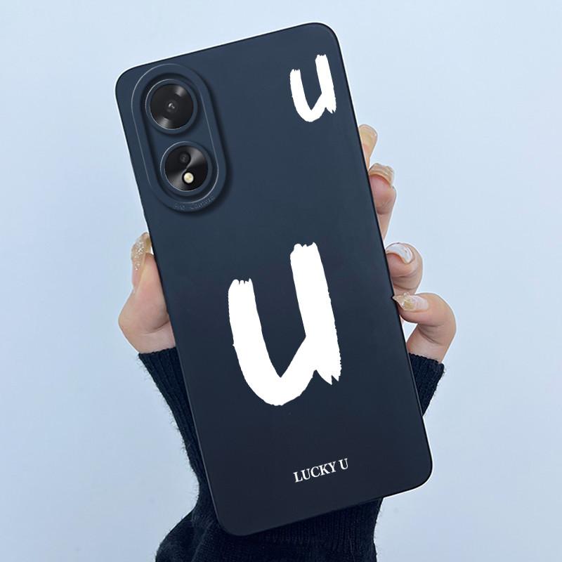 Чехол для Oppo A18 A38 A58 A78 4G Чехол Защита камеры Минималистичный Буквы Жидкий силикон Мягкие задние крышки для Oppo A 38 A 18 Корпус