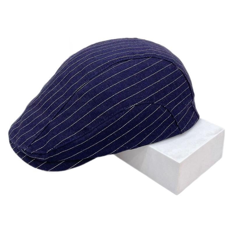 Striped Retro Forward Hat Female Vintage Spice Girl Wind Big Head Circumference Duckbill Hat British Spring Summer Beret Male