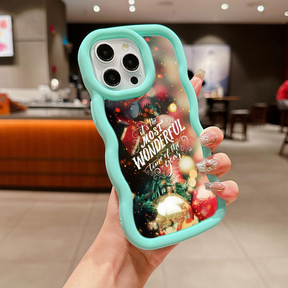 Мягкий чехол для телефона Macaron Big Wave для iPhone 11 12 13 14 15 Samsung A14 A24 A53 A54 A55 Xiaomi Redmi Note 13 12C, чехол A1 с Рождеством и Новым годом, арт