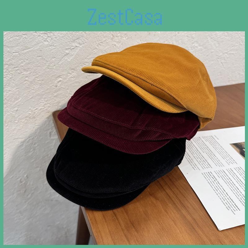 Solid Classic Corduroy Color Beret Cap With Warmth Sunshade For Gift Winter
