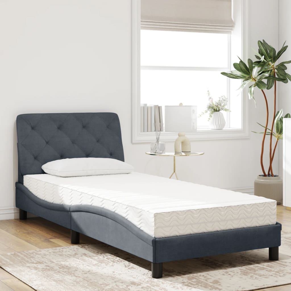 Bed with Mattress Dark Grey 80x200 cm Velvet