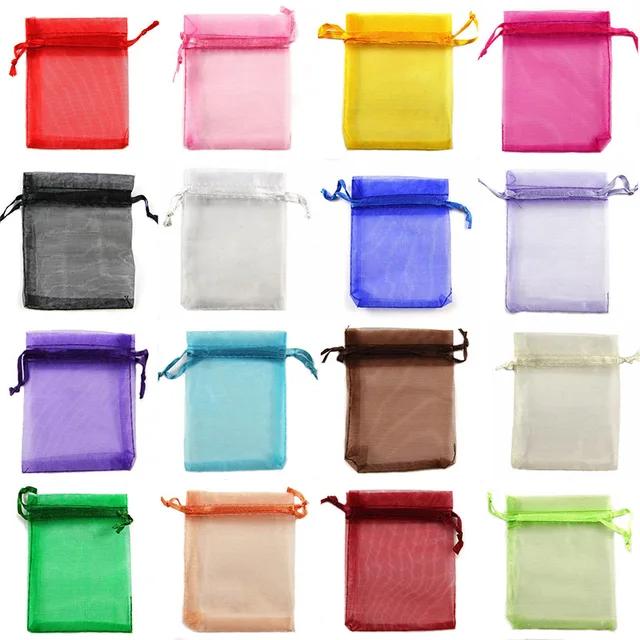 New 50Pcs Organza Bag Jewelry Packaging Gift Candy Wedding Party Goodie Packing Favors Pouches Drawable Bags Present Sweets Pouc