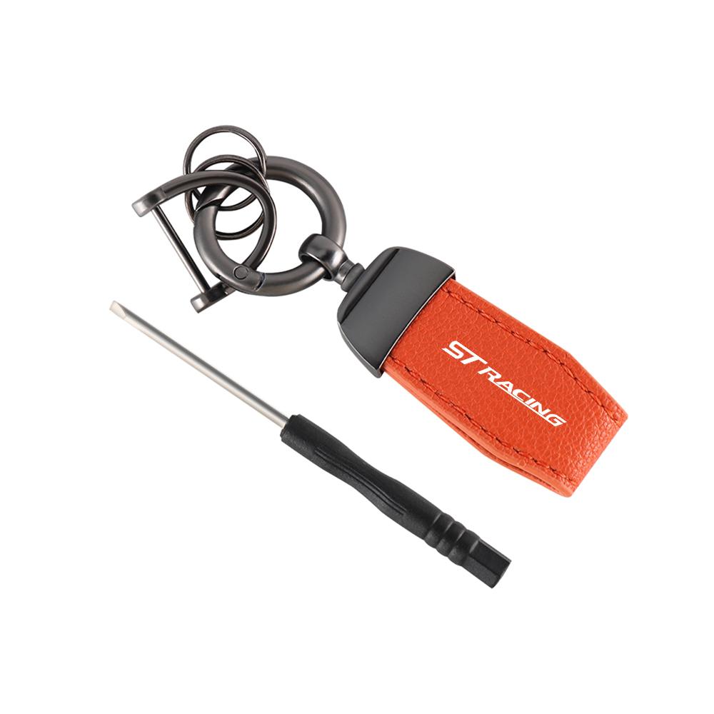 UENT8 Leather Car Keychain Key Chain Ring Pendant Styling Accessories For Ford Ranger Focus 3 Taurus Kuga Mustang Mondeo Fusion Escort