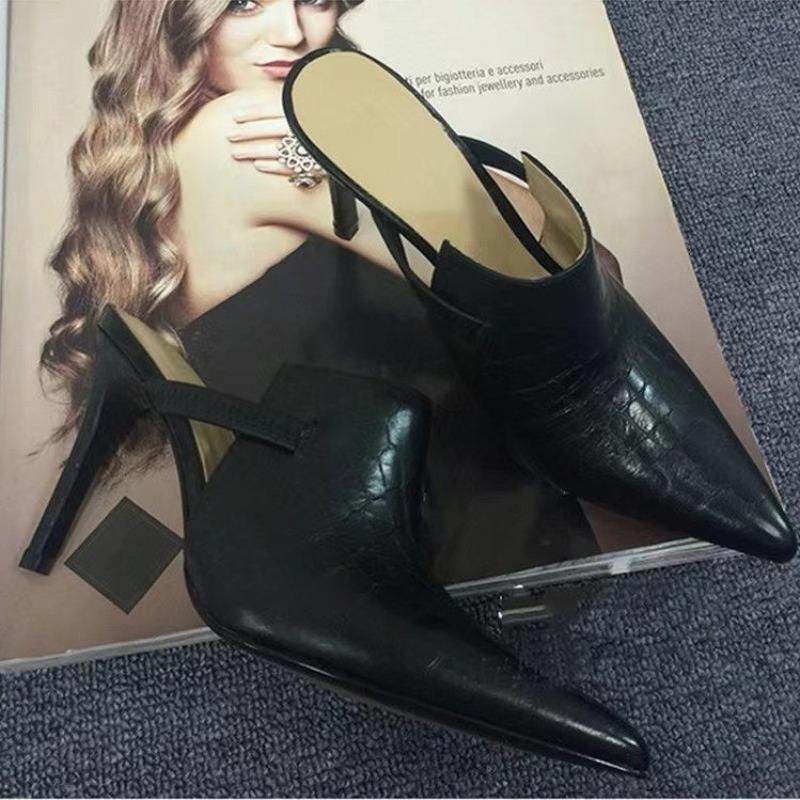 Модные женские модные тапочки Baotou, осенние, новые, с острым носком, с неглубокими вырезами, дышащие, темпераментные, на шпильках