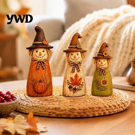 Милые Колпаки Волшебника Винтажные Фигурки Пугала из Смолы, Осенний Урожай Тыква Подсолнух Клен Декоративные Реквизит для Дома с Привидениями Лист Настольный Декор,