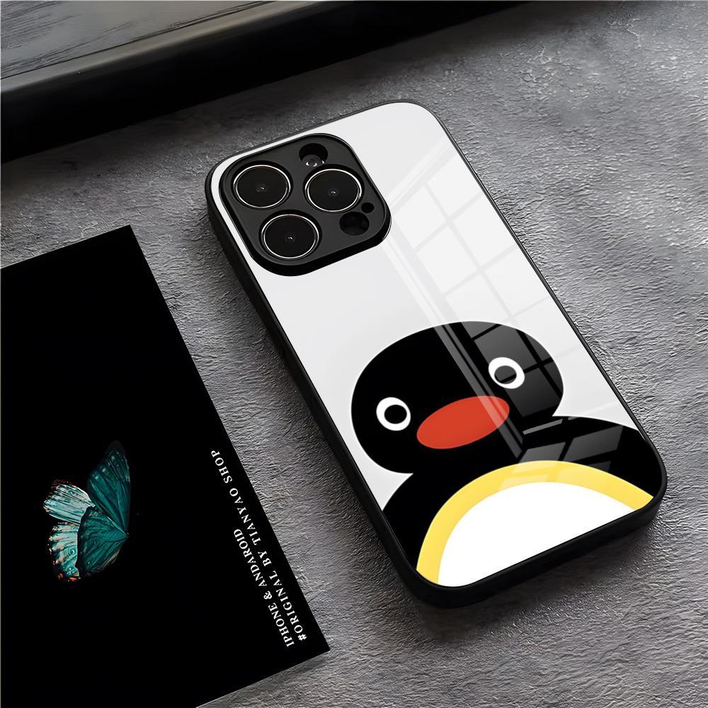 Чехол для телефона P-Pingu Пингвин для iPhone 17 Pro Max 15 Pro 16 14 Plus 12 13 Mini 11 Pro Ударопрочная стеклянная крышка