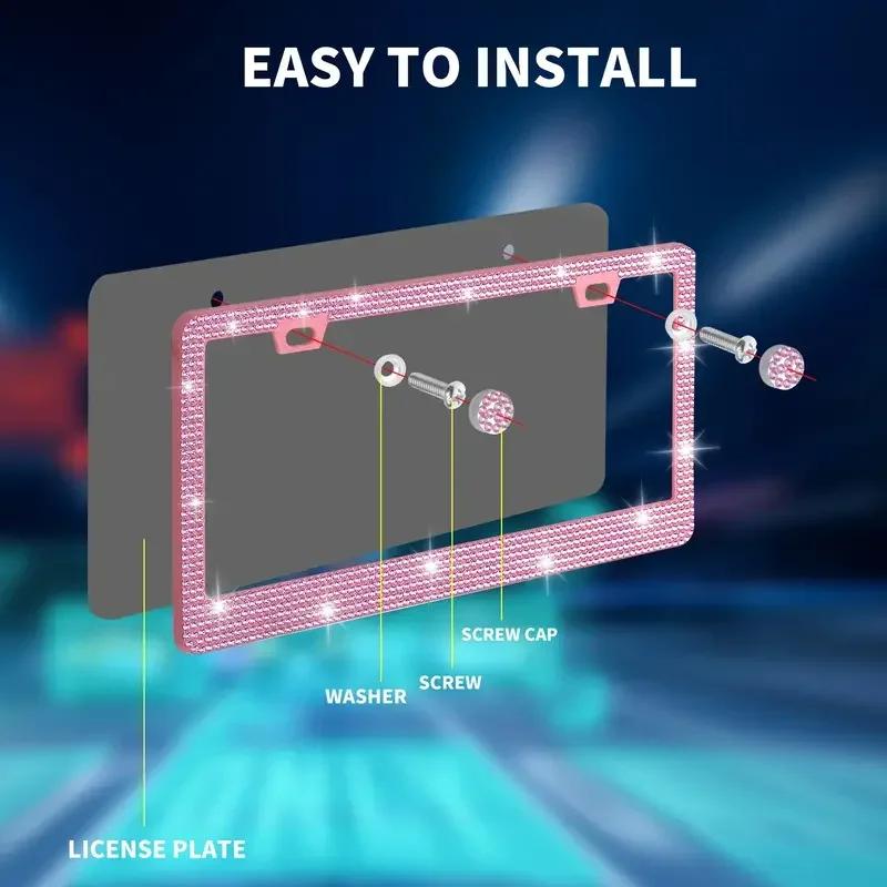 2 шт. блестящие хрустальные стразы рамка номерного знака для женщин, сверкающие автомобильные аксессуары 31*16 см
