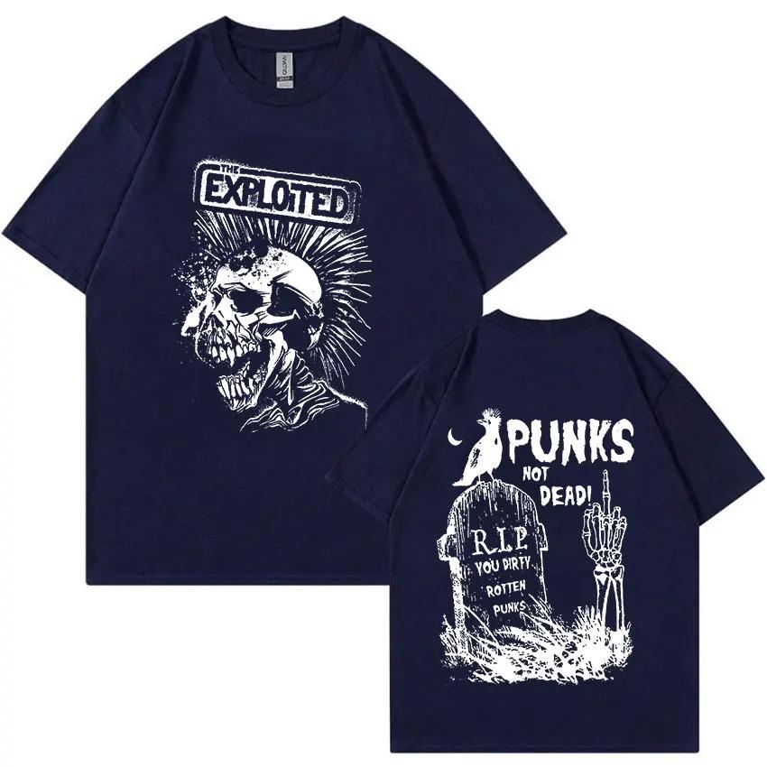 Футболка с ретро-графикой Rock Band The Exploited Punks Not Dead Футболка в уличном стиле Unisex's Унисекс Хип-хоп 100% хлопок Футболки большого размера Unisex