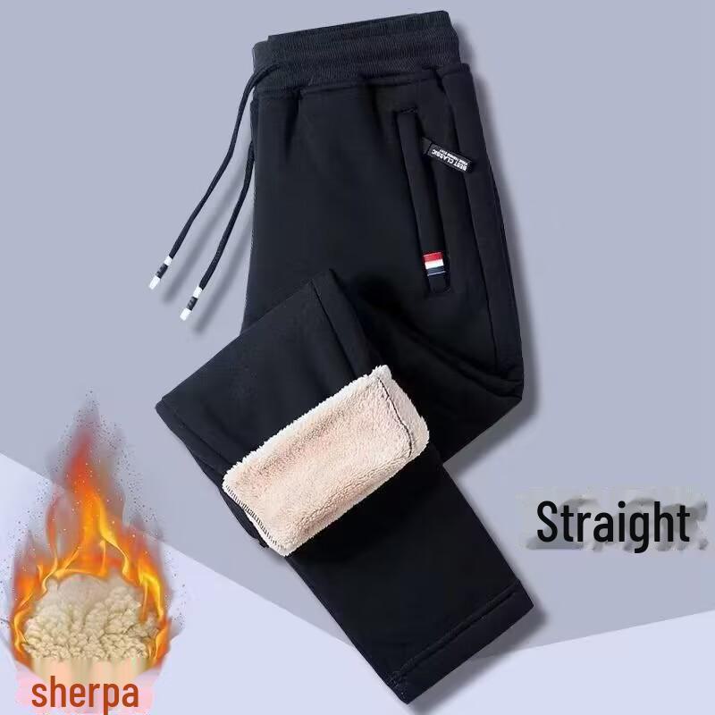 Мужские толстые теплые повседневные брюки из овчины - большие, свободный крой, 3 цвета, с карманом на молнии