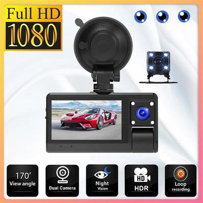 Автомобильный видеорегистратор 1080P, передняя кабина и задняя камера автомобиля, видеорегистратор, видеорегистратор ночного видения, G-сенсор, циклическая запись, 24-часовой монитор парковки