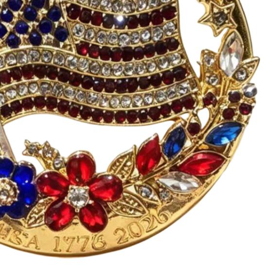 Brooch Pin American Flag Flower Blooming Enamel Lapel Pin with Stars Stripes