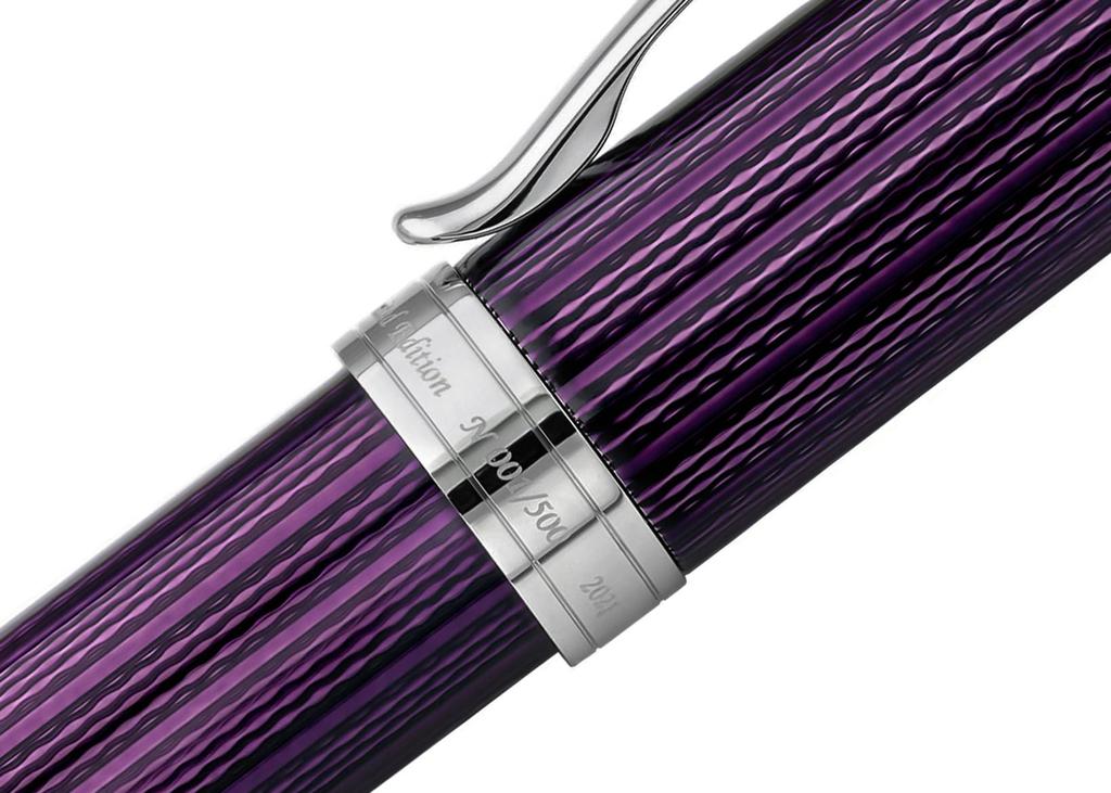 Xezo Incognito Brass Ballpoint Pen Purple Metallic Color Diamond Cut Engraved Serial Number Platinum Plated Parts Purple (Secret B-2)