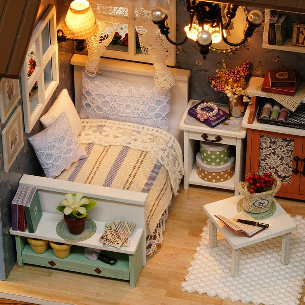 moin moin Instruction Dollhouse Miniature Handmade Kit Set Small Beginner Room To Live with a Dog LED Light Acrylic Case 20101DH139 [Japanese Manual]