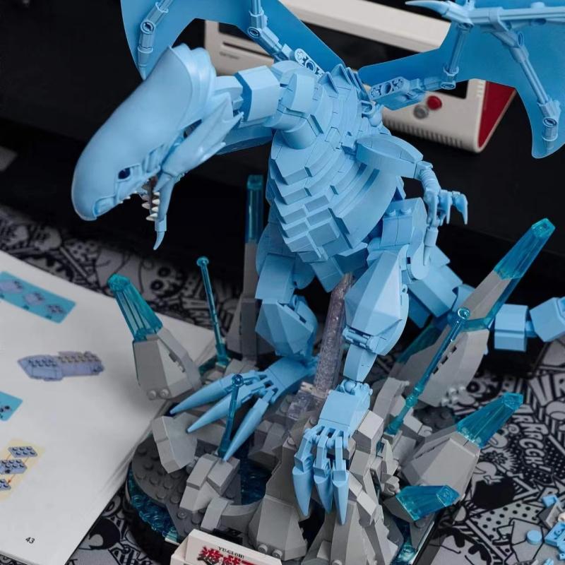 Нетоксичный AreaX Yu-Gi-Oh Белый Дракон с Голубыми Глазами Компоненты для Сборки Модная Игрушка Модель Настольное Украшение Детский Праздничный Подарок