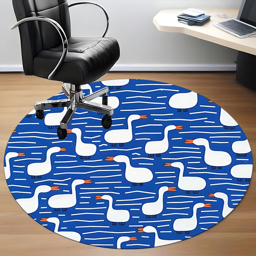 1pc Geese Pattern Office Round Area Rug,  Mat Suitable For Office, Under Office Chairs Bedroom Living Room Home Decor, Room Deco