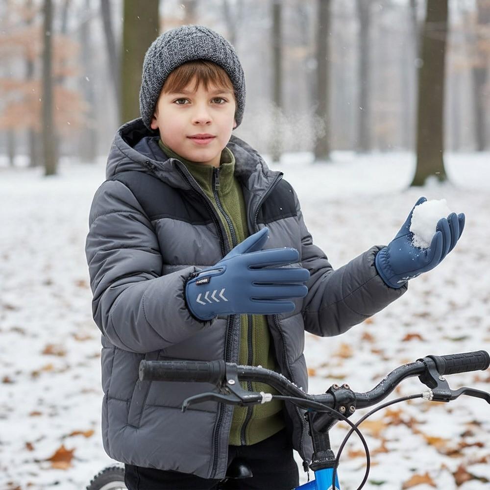 Waterproof Sports Gloves Warm Running Gloves Windproof Cycling Gloves for 4-13Y Boys and Girls