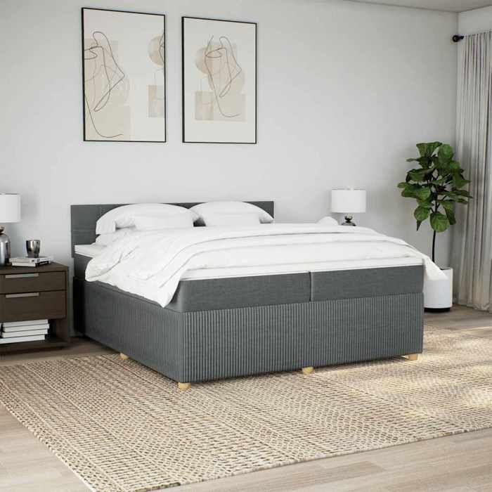 Maison Exclusive - Основание для кровати с ламелями и матрасом Темно-серый 200x200 см Ткань