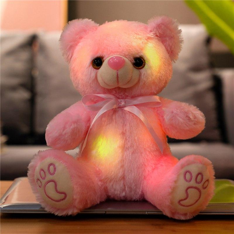 22CM Luminous Creative Light Up LED Teddy Bear Stuffed Animal Plush Toy Colorful Glowing Teddy Bear Christmas Gift for Kids