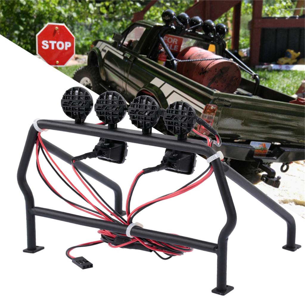 Metal Roll Cage With 6 LED Light Protective Roll Cage Bucket For 1/10 Remote Control Car Prevents Car Scratch And Damage