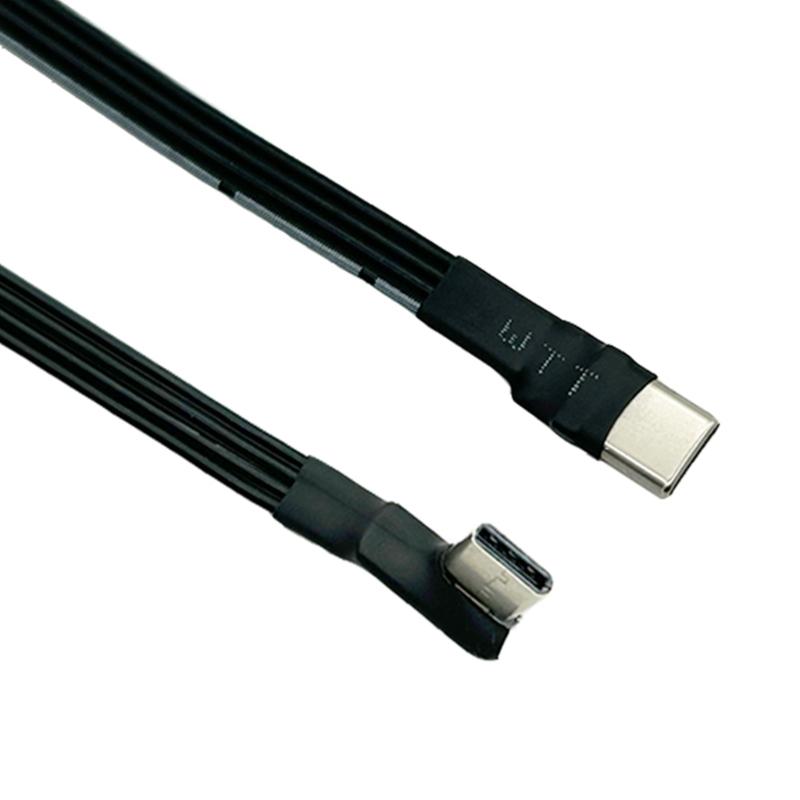 Тонкий USB 2.0 Type C на Type C Кабель для передачи данных с Г-образными разъемами Провод для подключения к FPV и другим устройствам