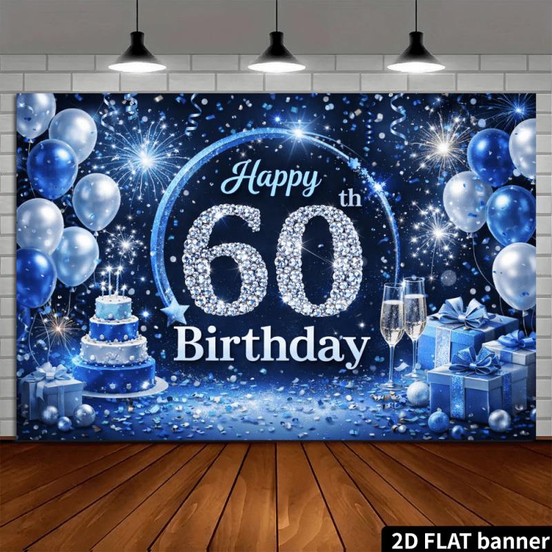 2D Flat Banner - Birthday Celebration Background for 60th Birthday Suitable for Indoor and Outdoor Theme Parties