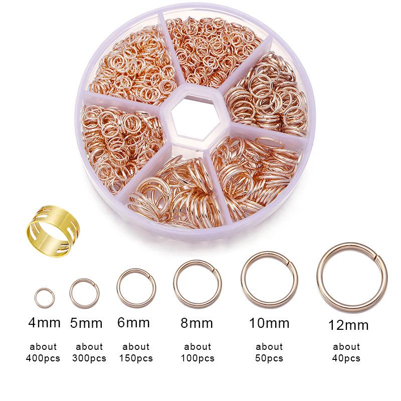 1040 шт. Коробка Железные соединительные кольца для DIY украшений ручной работы - Одинарные / Закрытые кольца
