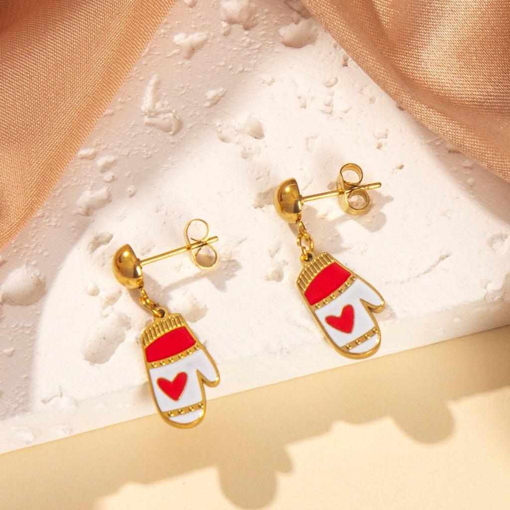 High-End Christmas Series Stainless Steel Earrings - Versatile Gift and Decoration