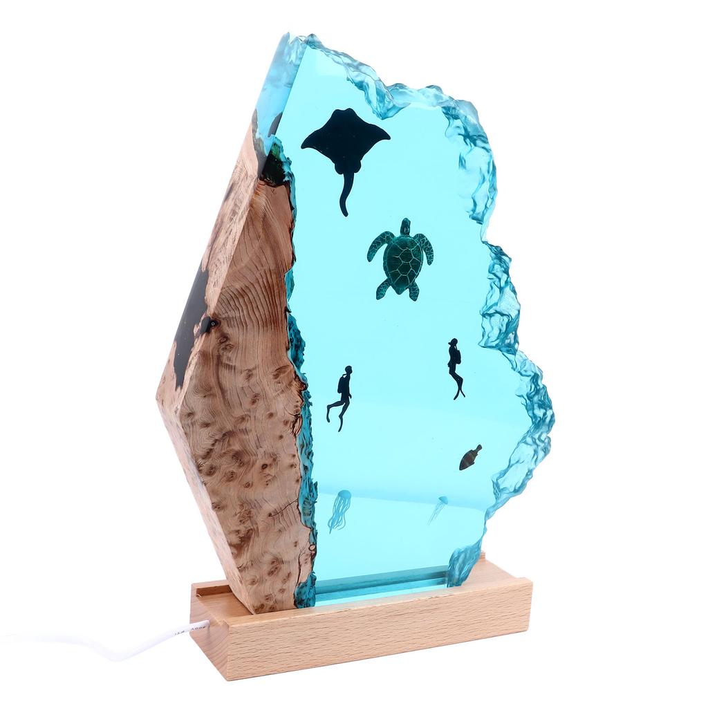 8inch Divers Lamp Solid Wood Resin Unique Detachable LED 5V Ocean Light Lamp for Decoration Gift