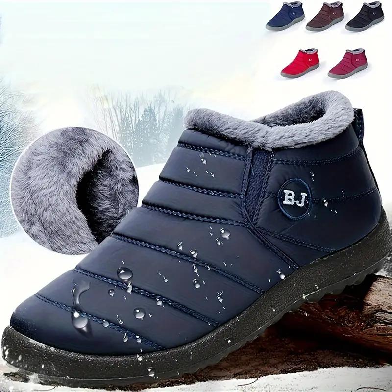 Warm Winter Boots WaterResistant Easy SlipOn Cushioned Sole Fuzzy Minimal Heel Rounded Toe Cozy Lining Insulated Comfy Ideal for Chilly Climates