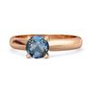Solitaire 0.25 Cts Brilliant Cut London Blue Topaz 925 Sterling Silver Rose Gold Vermeil Promise Ring