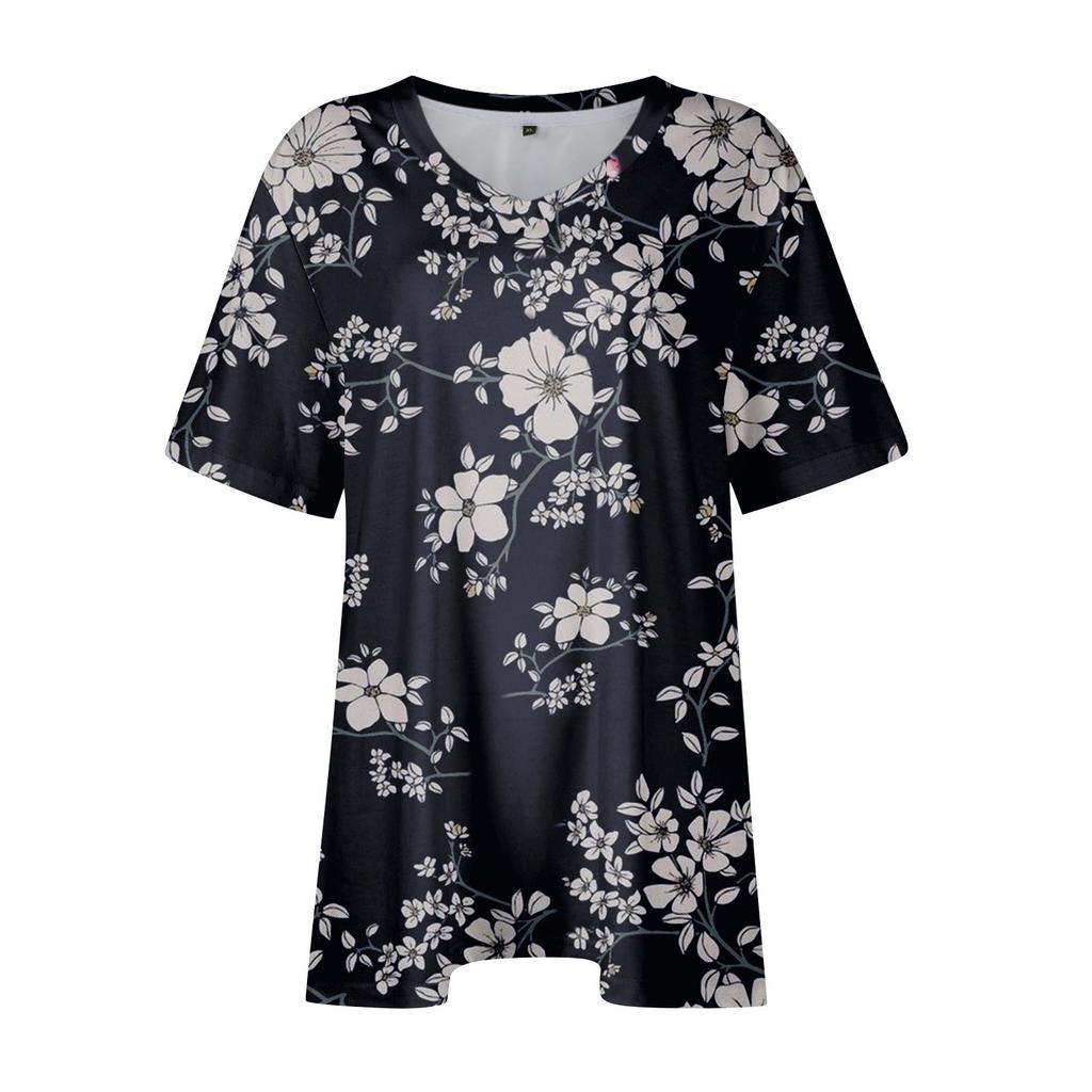 Женские топы больших размеров, шорты с рукавами, рубашки с V-образным вырезом, повседневная одежда, топы с принтами