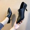 Women's Shoes High Heel Women Boots Autumn  New Pointed Female Stiletto Black Ladies Fashion Boots Leather Shoes