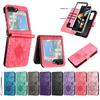 PU Leather Protective Case Emboss Sunflower Folio Magnetic Card Slots Holder Kickstand Wrist Strap Flip Case for Samsung Galaxy Z Flod5 Flod4 Flip5