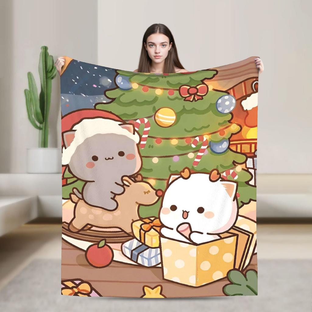 Cute Dudu Christmas Blanket Quality Warm Soft Throw Blanket Winter Camping Outdoor Fluffy Bedspread