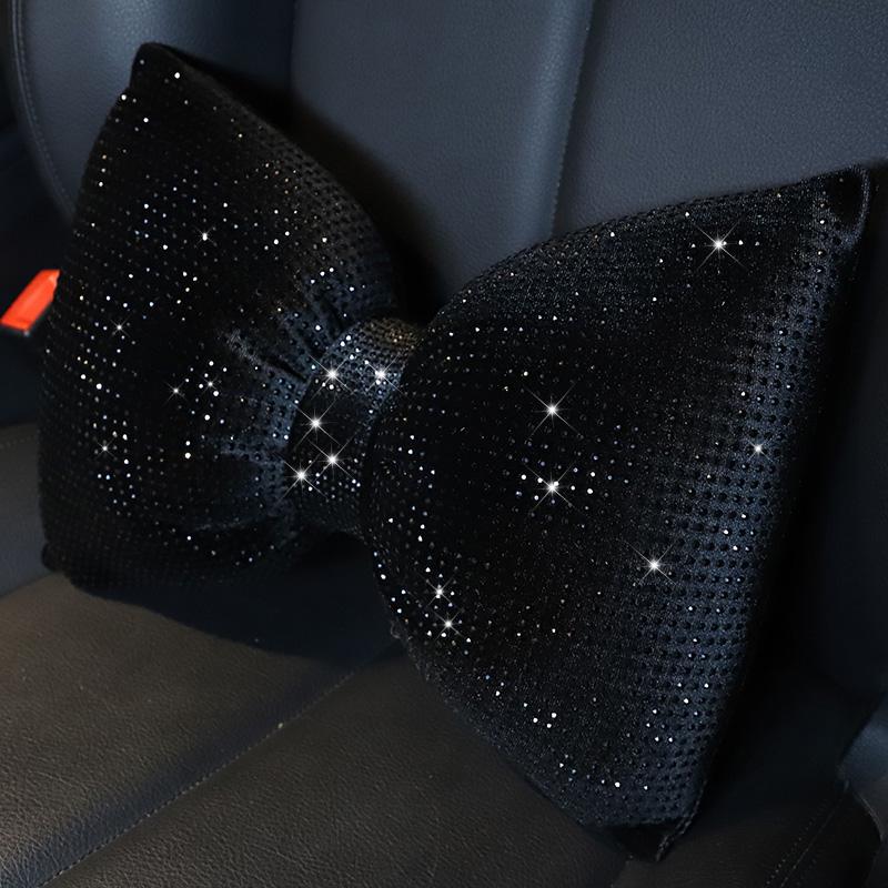 1 шт. Блестящая подушка для шеи автомобиля в форме банта с бриллиантами, стразы, кристалл, поддержка сиденья с подголовником, подушки для поясницы, аксессуары для интерьера автомобиля