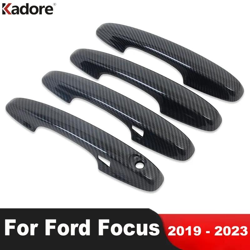 For Ford Focus Carbon Fiber Car Door Handle Cover Trim Side Door Handles Bowl Cup Frame Accessories
