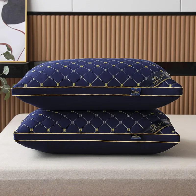 Подушка для отеля Hilton, мягкая и удобная подушка для сна, для взрослых, дома, шейная подушка, пододеяльник, белый размер, 48*74 см