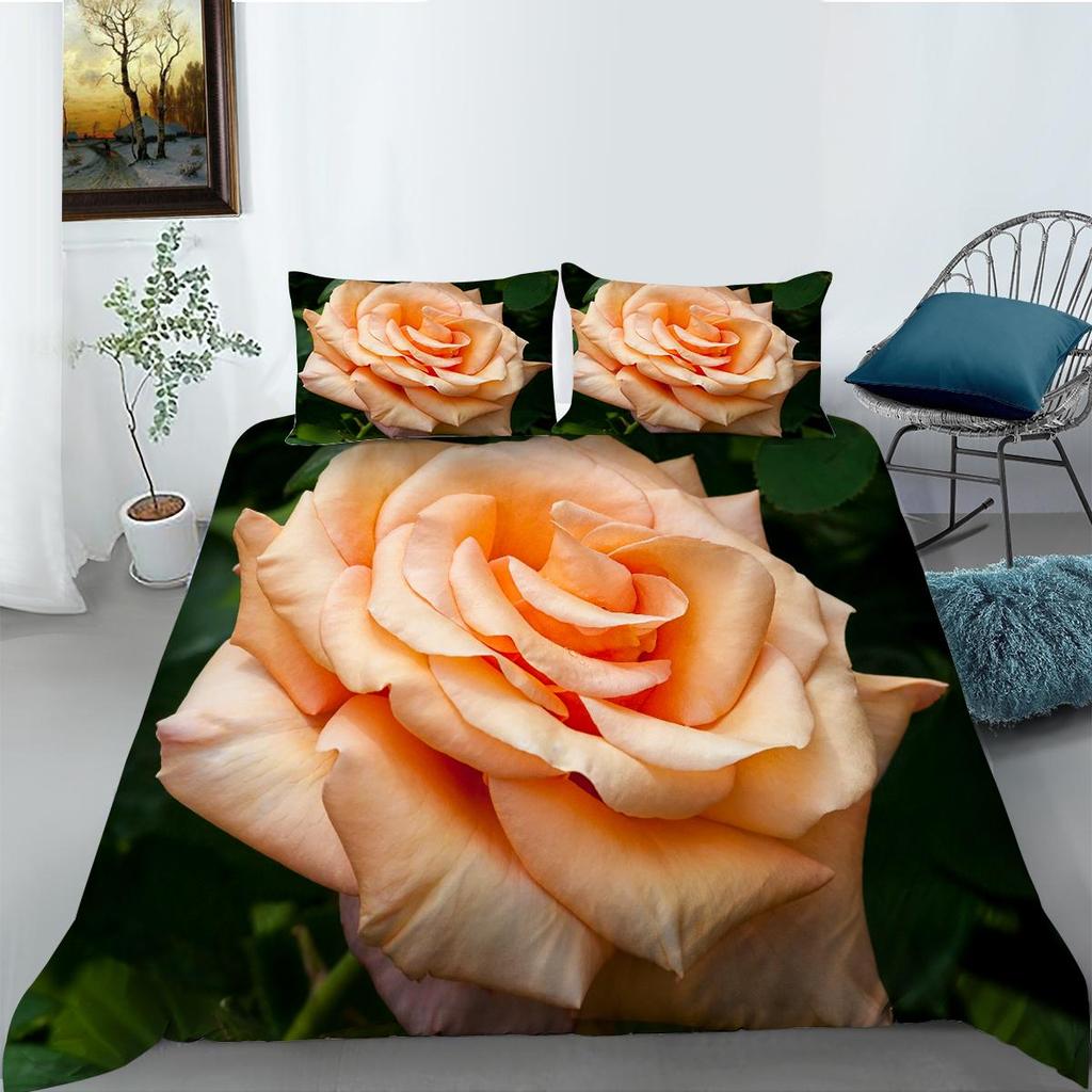 Luxury Home Bedding Flowers Theme Quilt Cover Pillow Cover Bedding Set Duvet Cover Full Size Single/Double Bed Home Decoration
