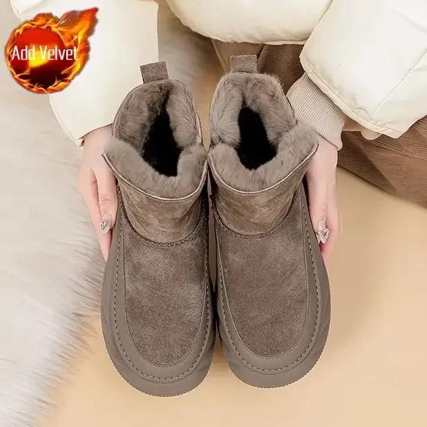 Модные зимние ботинки для женщин Новинка Женская обувь Утепленные Плюс Теплые На Слипонах Ботинки Готика Гяру Y2k Защитные 39 Удобные и Элегантные Горячие