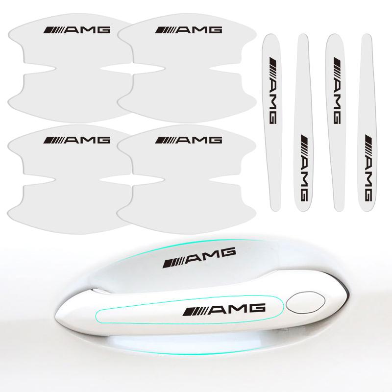 FVNH3 8Pcs Car Door Handle Stickers TUP Anti-Scratch Protective Film For Mercedes Benz AMG A B C E G CLA W211 W203 W204 C260 E300L