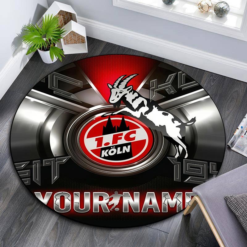 Custom Name, FC Koln pattern round rug,Carpet Rug for Living Room Bedroom Playroom ,Non-slip Floor Mat,Holiday Gifts and Birthday Gifts.
