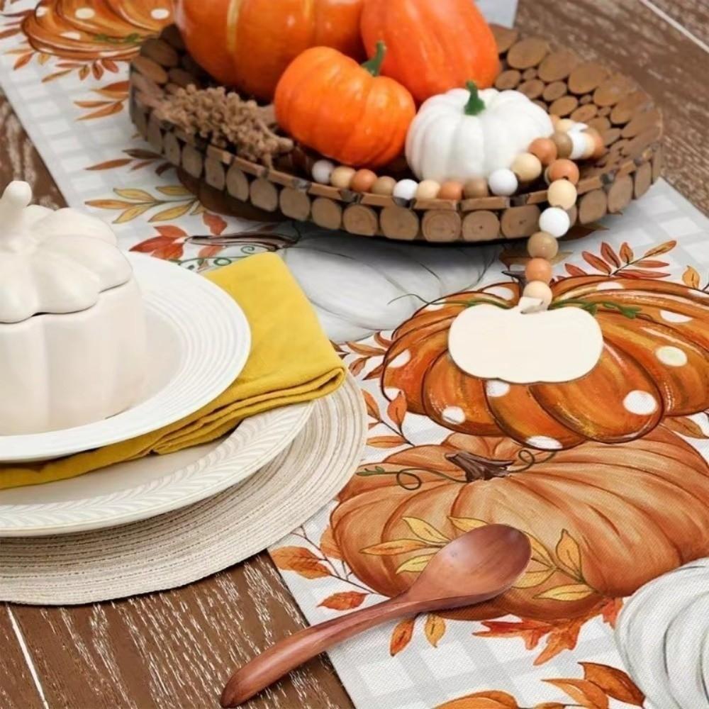 Autumn Leaf Polka Dot Pumpkin Table Runner Charming Design Harvest Festival Decor Home Decor