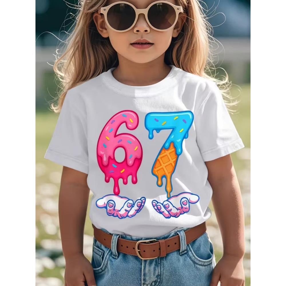 67 Meme T-Shirt for Kids Funny Digital 3D Print Summer Short Sleeve Tee Loose Comfortable Boys Tops Streetwear Fashion Girl Clothes