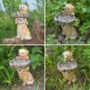 Resin Birdbath Wild Bird Feeder Cute Dog Hedgehog Garden Ornament Outside Sculpture Bases Decor for Nature Lover Yard Garden