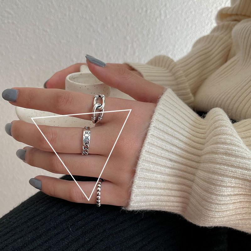 Инс Корейское Уникальное Вдохновленное Серебро S925 Геометрическое Кольцо для Женщин с Шармом Минималистичное