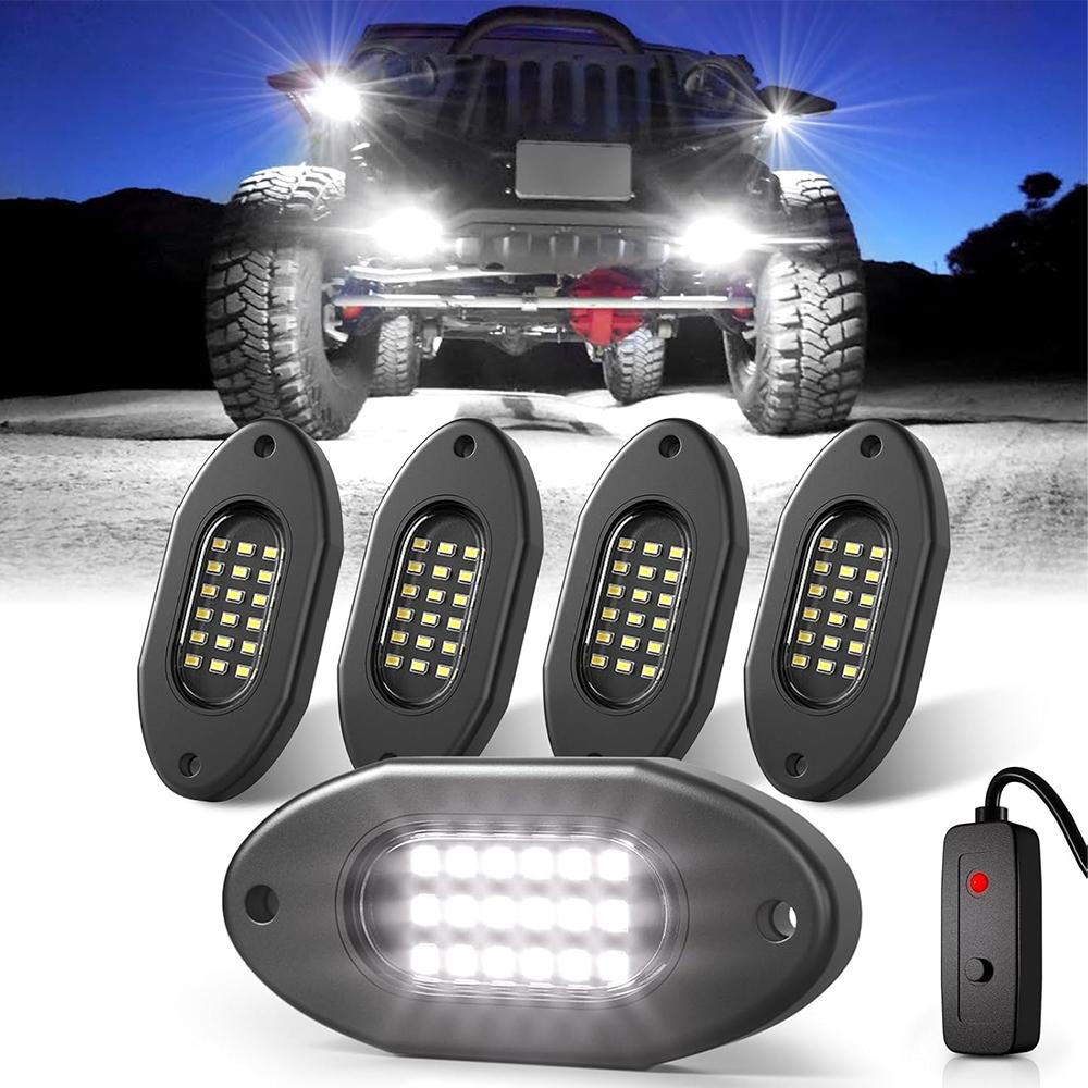 Rock Lights LED Underbody Lights Trail Rig Light Chassis Light Undergolw 12V Waterproof IP68 Car Undercarriage lighting White