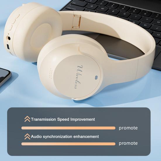 Совместимые с Bluetooth наушники 5.3 с длительным сроком службы батареи, шумоподавлением, Hi-Fi стерео беспроводная AUX-гарнитура с микрофоном для музыкальных звонков