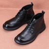 Men's first-layer cowhide autumn breathable winter velvet Martin fashion leather medium-top high-top leather shoes flowing leather boots short boots