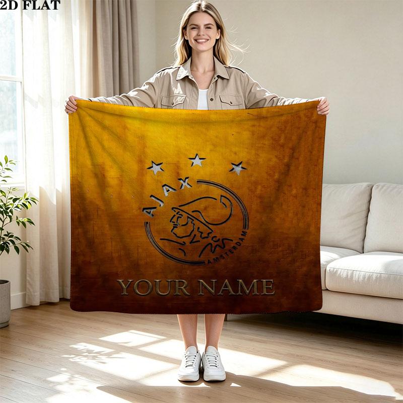 1PC AFC Ajax Custom Name Patterned Flannel Blanket Suitable For All Seasons for Home Decor Warmth and Comfort Gifts Holiday Present